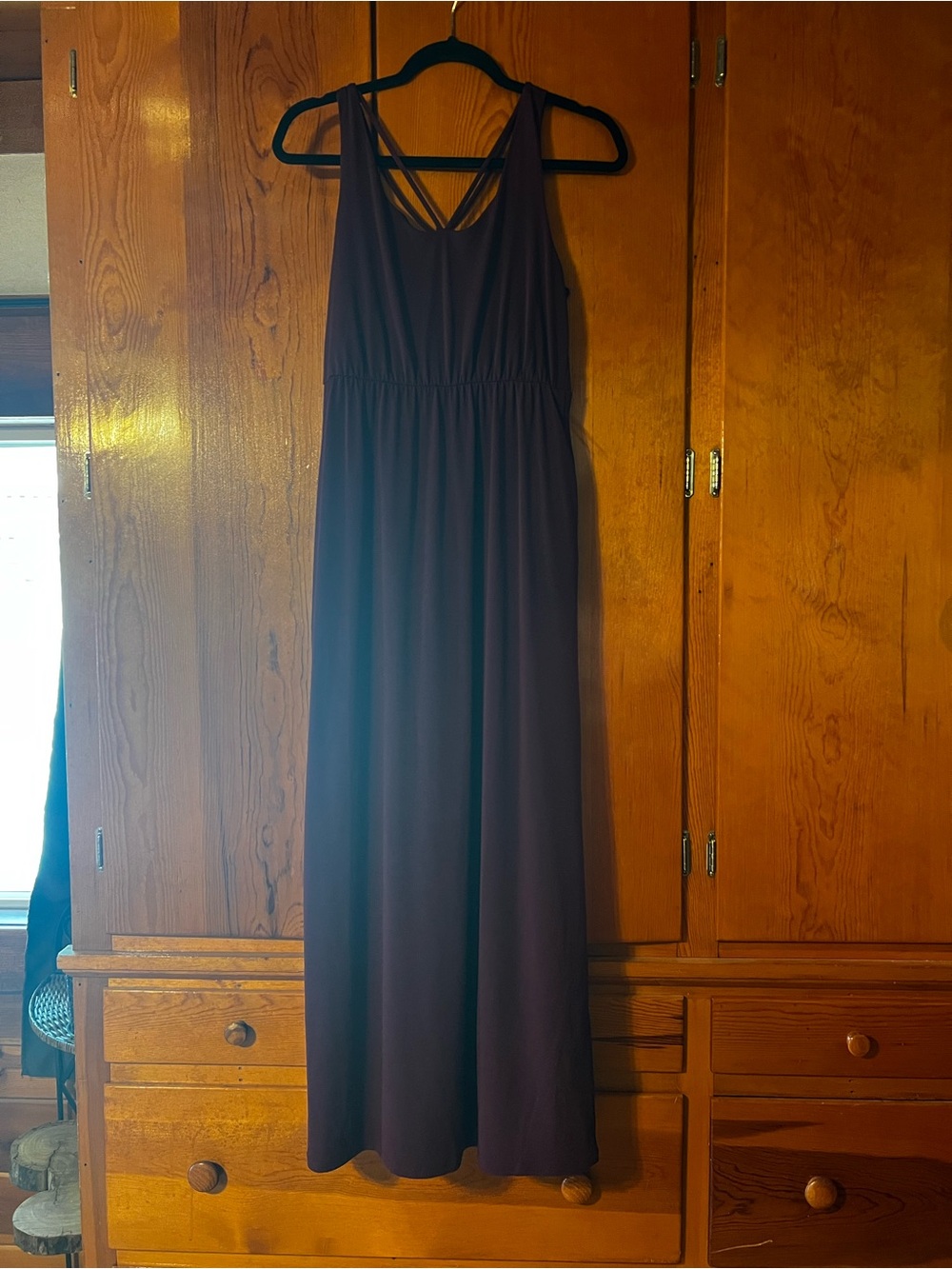Maurices Plum Sleeveless Maxi Dress with Crisscross Back